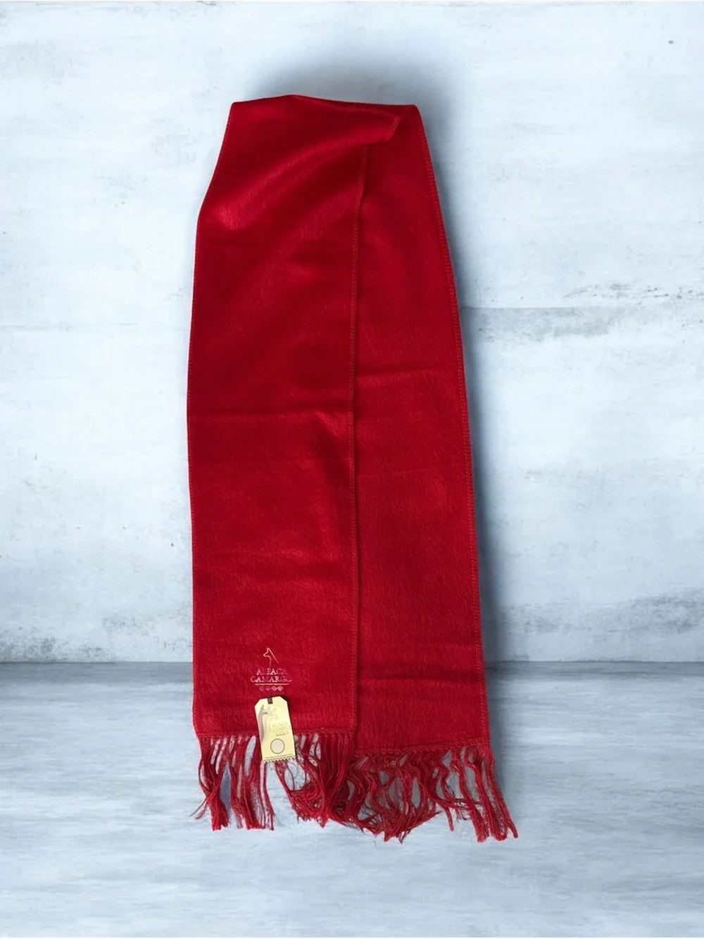 NWT Alpaca Camargo Burgundy Alpaca Wool Scarf Made in Peru Fringe Wrap